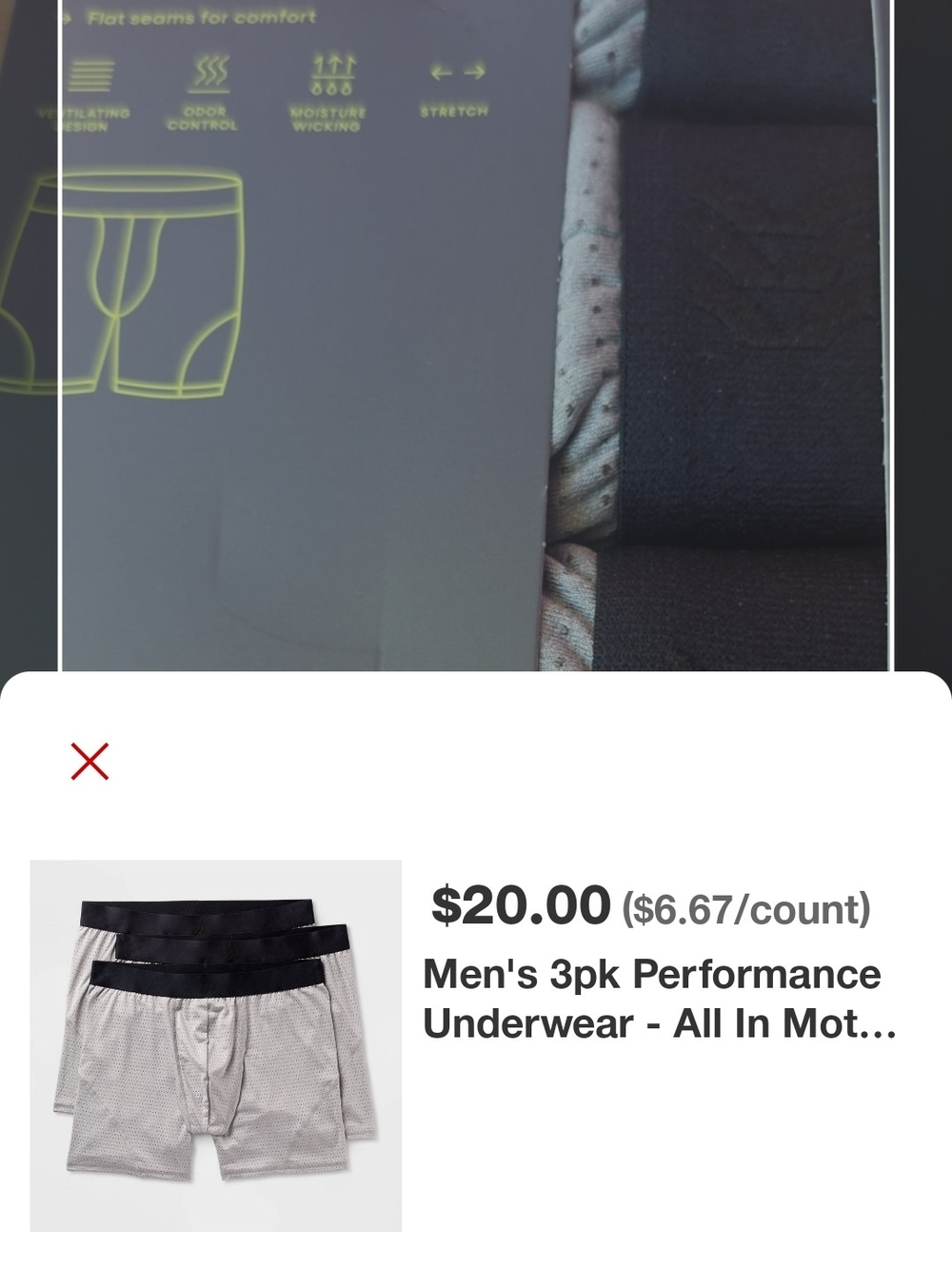 all in motion Men’s 3-Pack Mesh Boxer Briefs - Black - Picture 2 of 3